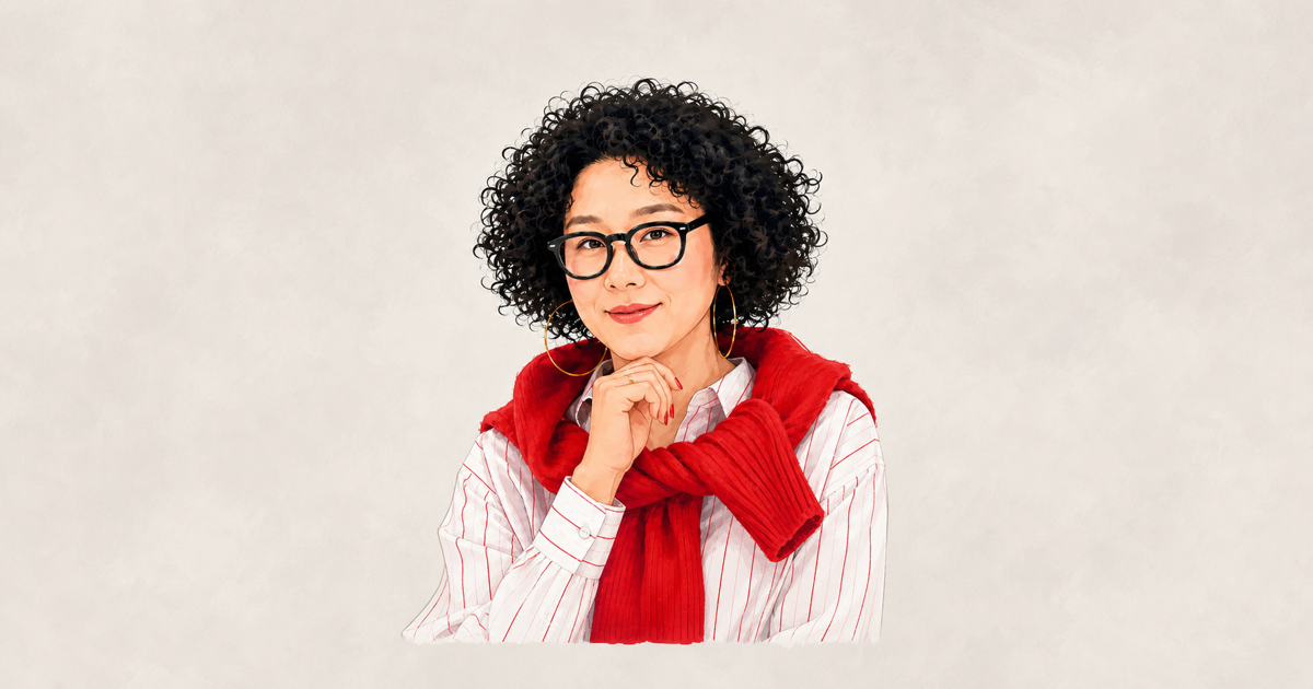 ジェーン・スーが頬杖をつくイラスト